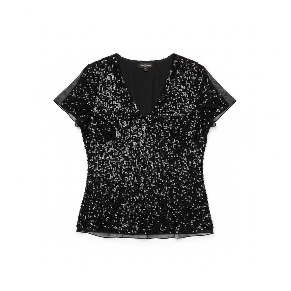 Adrianna Papell sequins Black short sleeve party Blouse size 2X NWT - Picture 1 of 3